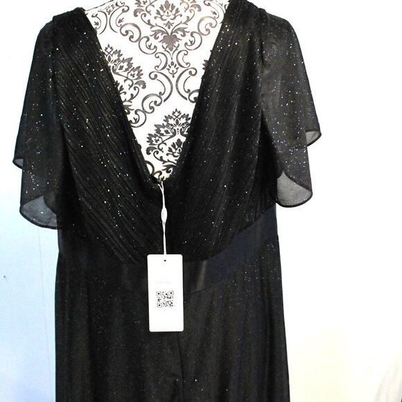 NWT Sparkling Short Sleeve V-Neck Ribbon Waist A-Line Evening Dress 2XL - Picture 5 of 7